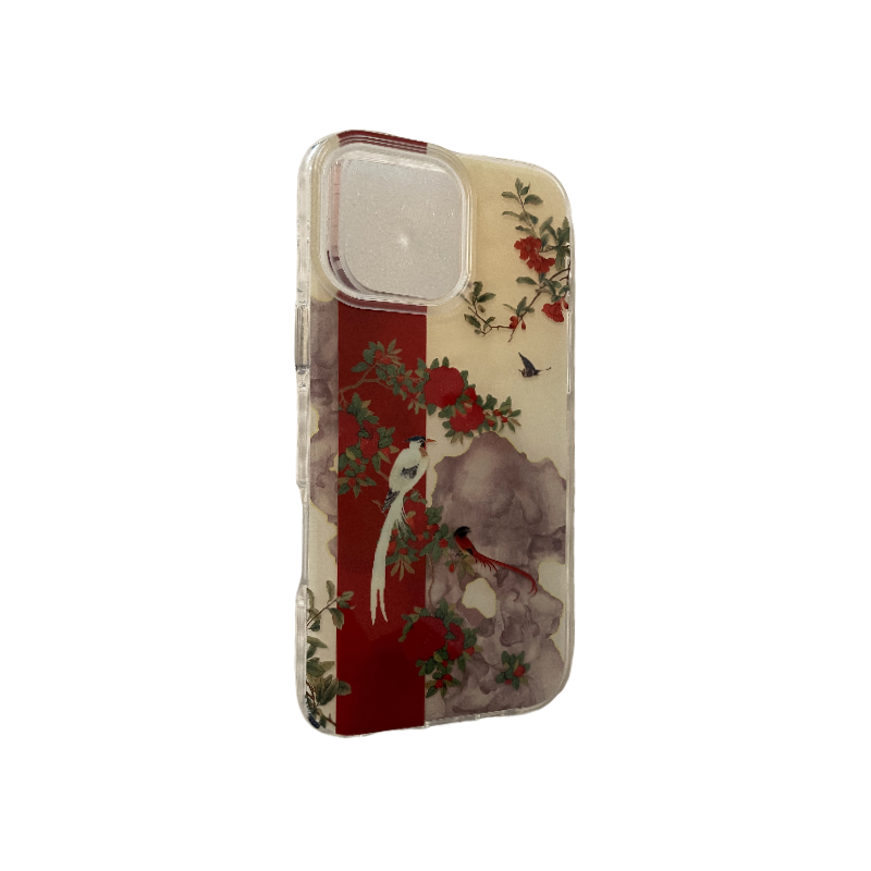 Chinese Painting Style: Red Flowers and Small Birds2