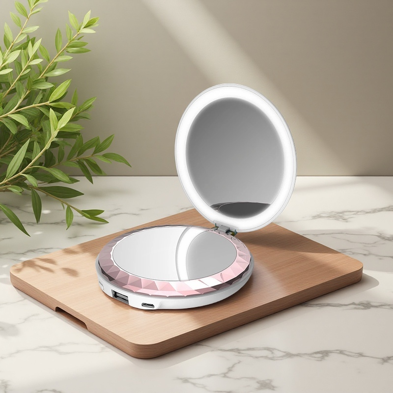 Large-Capacity Rechargeable Hand Warmer Mirror Power Bank
