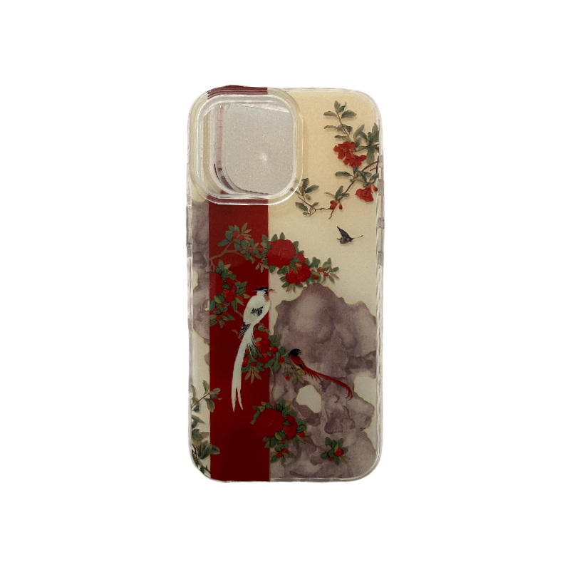 Chinese Painting Style: Red Flowers and Small Birds3