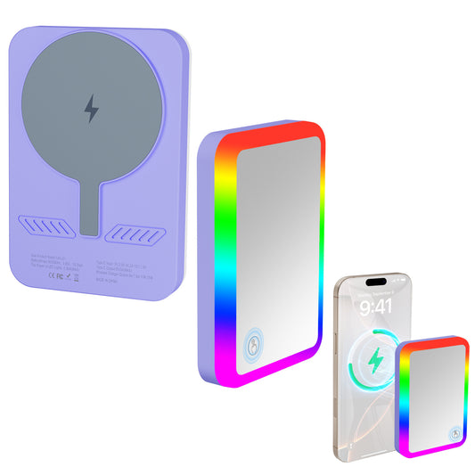 Glowing Magnetic Power Bank with Makeup Mirror