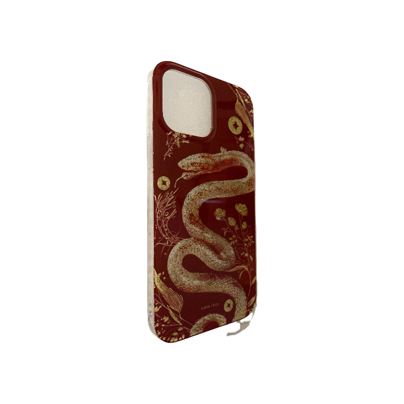 Gold Snake Zodiac on Red Background2