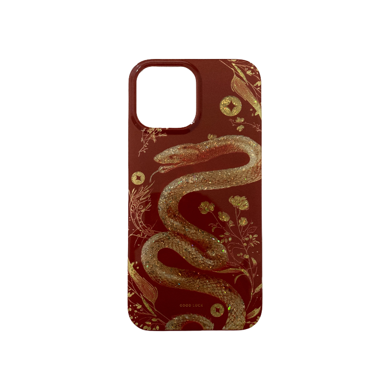 Gold Snake Zodiac on Red Background3